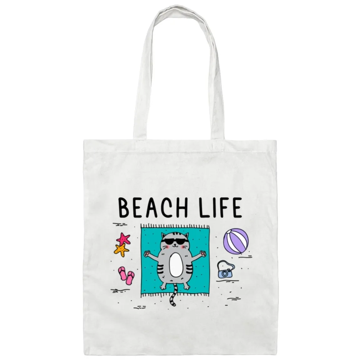 Beach Life Cat Tote Bag