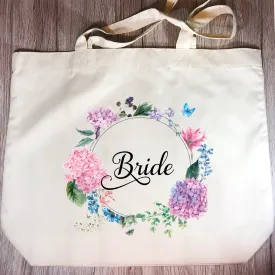 Bride Floral Wreath Wedding Tote Bag