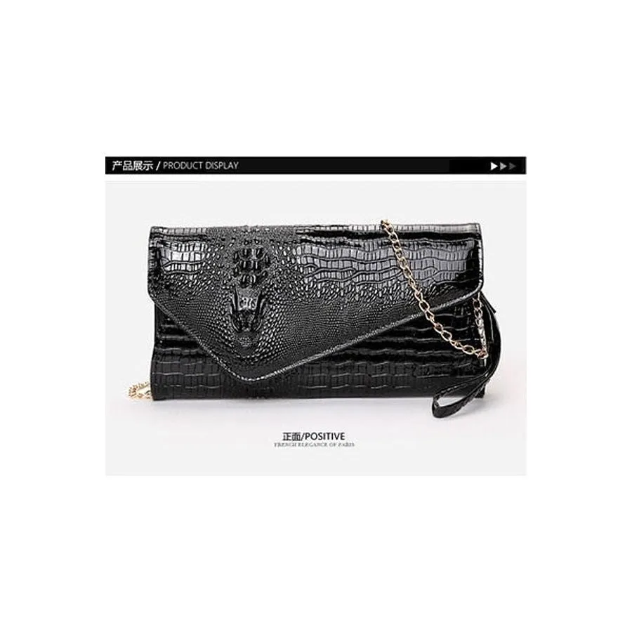 CrocoLuxe 3D Chain Shoulder Bag Clutch