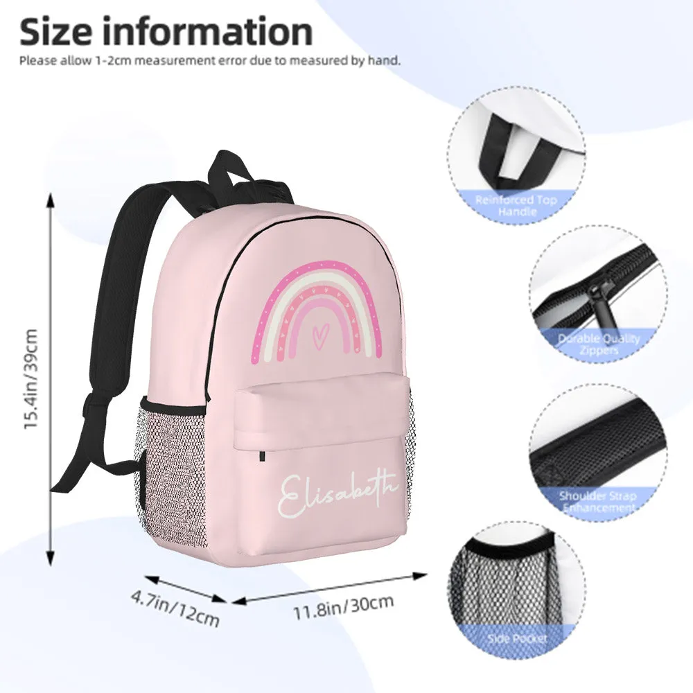 Custom Name Backpack Personalised Rainbow Design School Bag