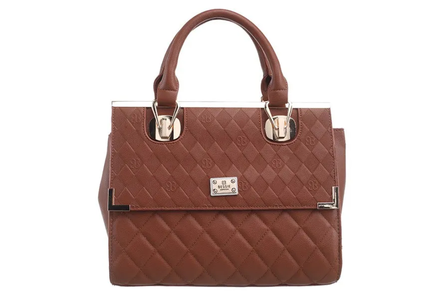 Diamond Pattern Tan Tote Bag