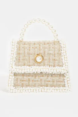 Fame Pearly Trim Woven Handbag