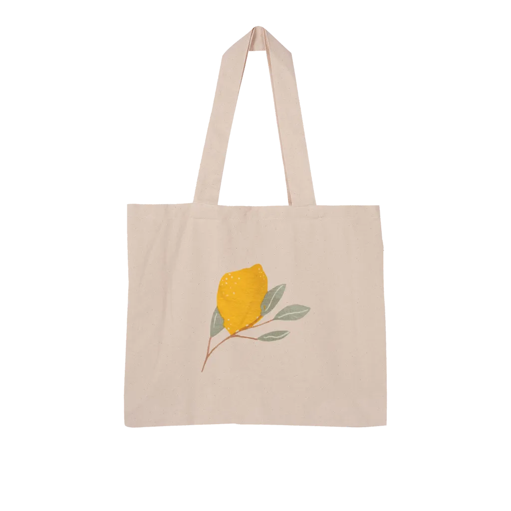 Lemon and Leaves Large Organic Tote Bag