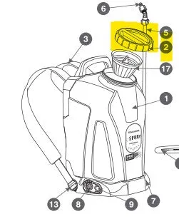 Lid with Gasket for eTPS18 Backpack Sprayer