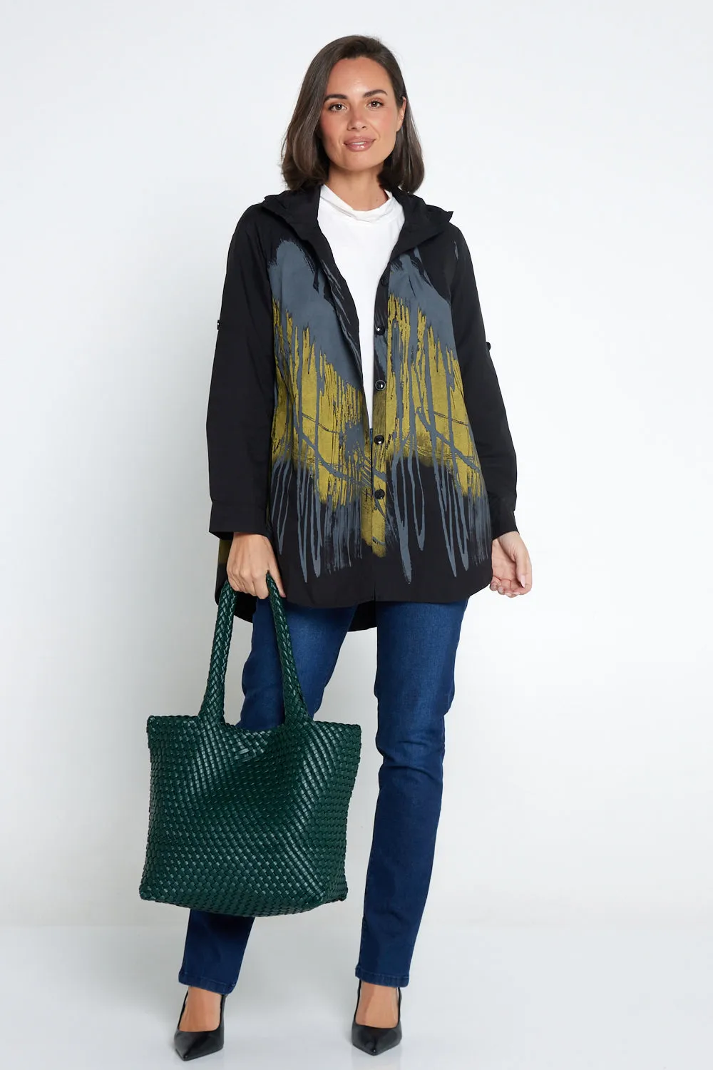 Lois Woven Bag & Clutch  - Bottle Green