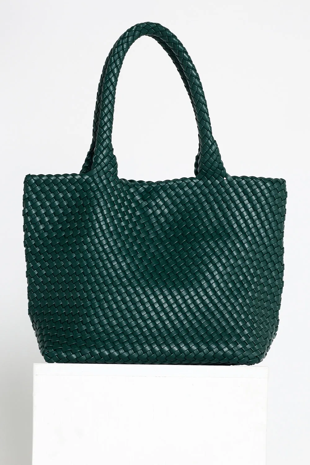 Lois Woven Bag & Clutch  - Bottle Green