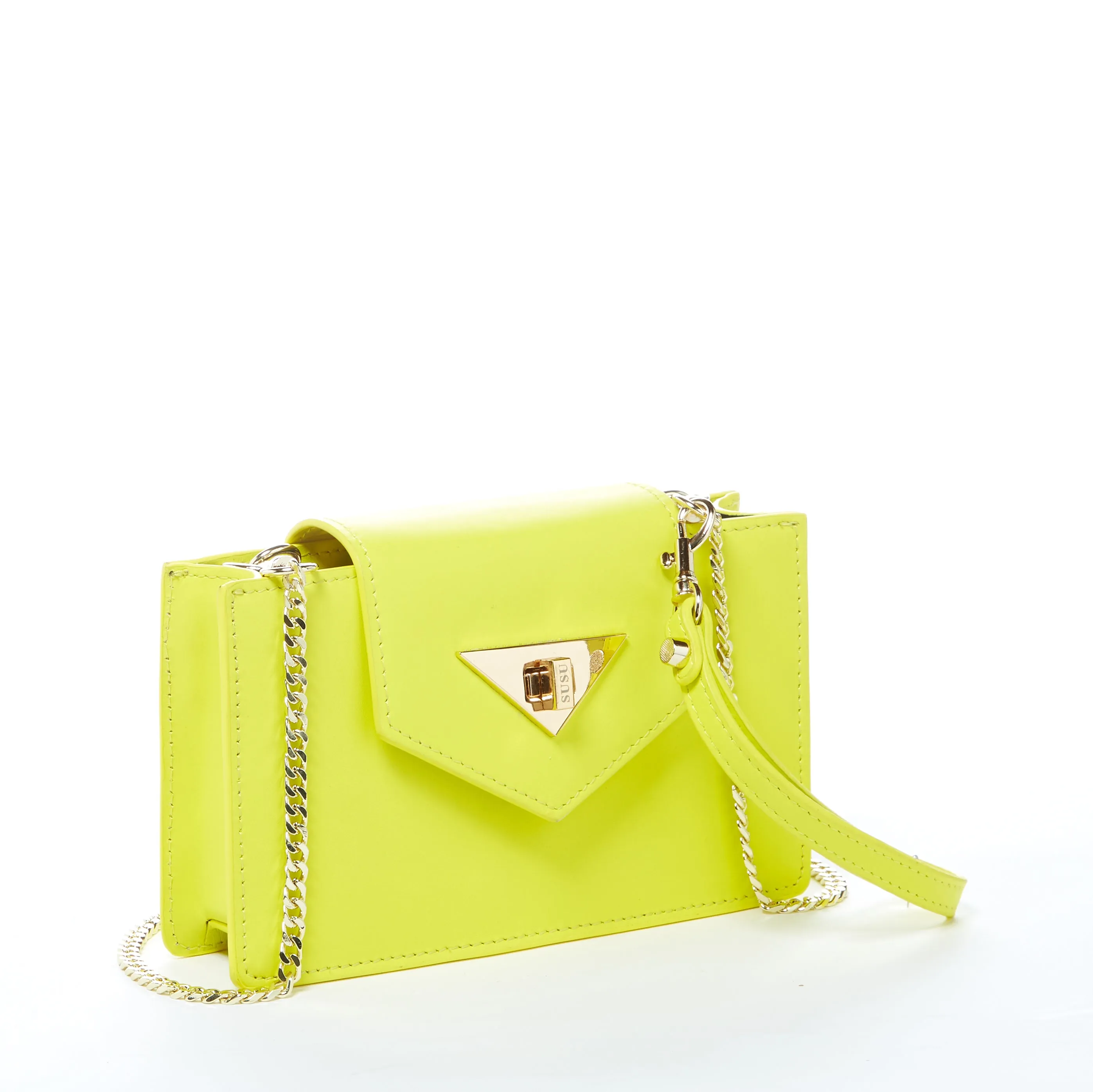 Mary Bright Yellow Small Crossbody Leather Wristlet