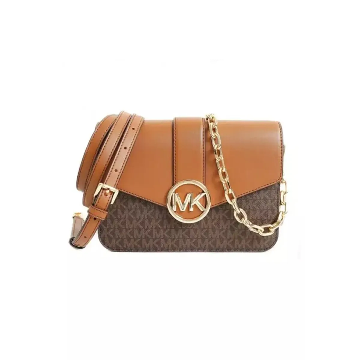 Michael Kors Carmen Small Monogram Flap Crossbody Bag In Brown - 35S2GNMCOB