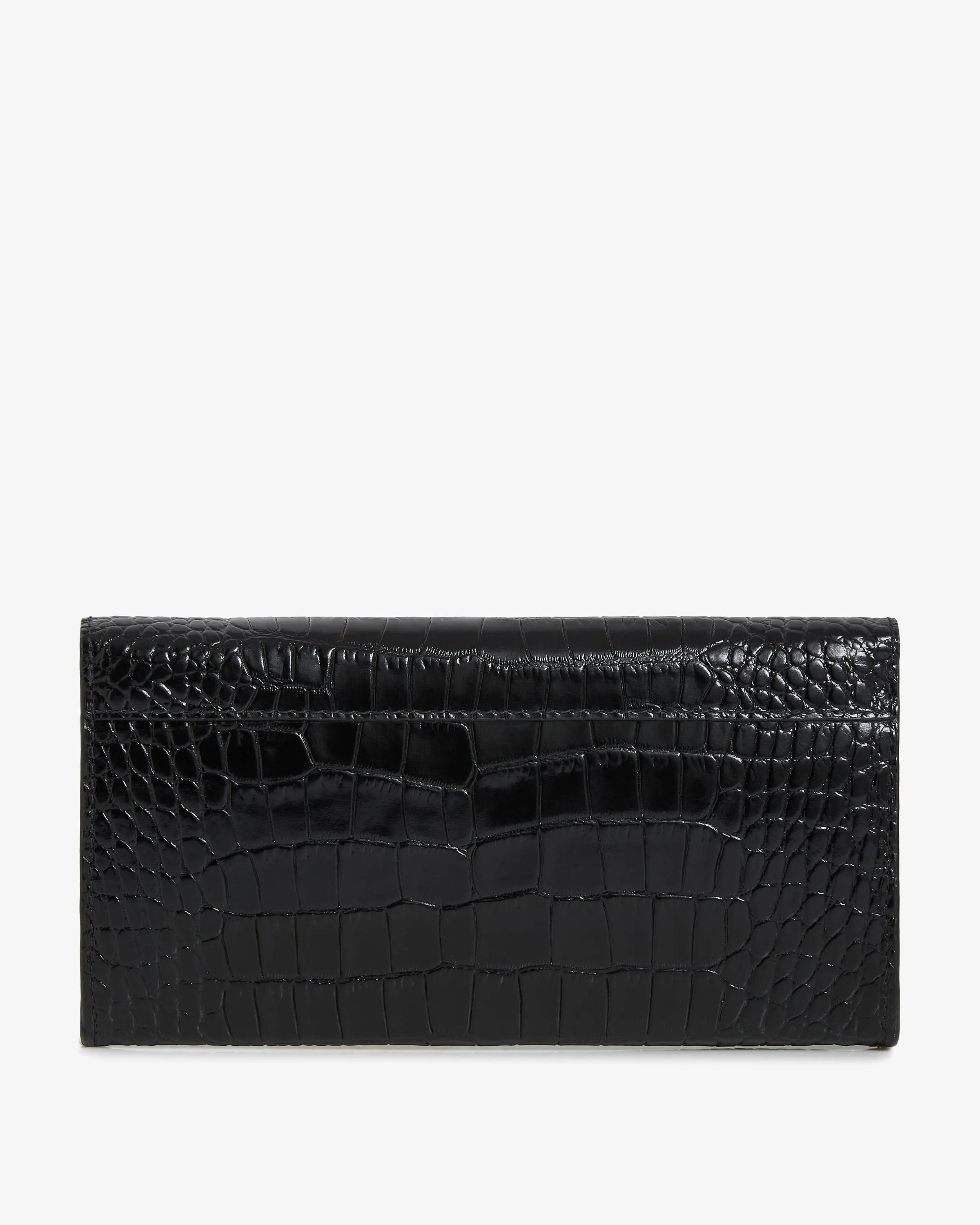 Multrees Chain Wallet - Croc-Embossed Leather Black