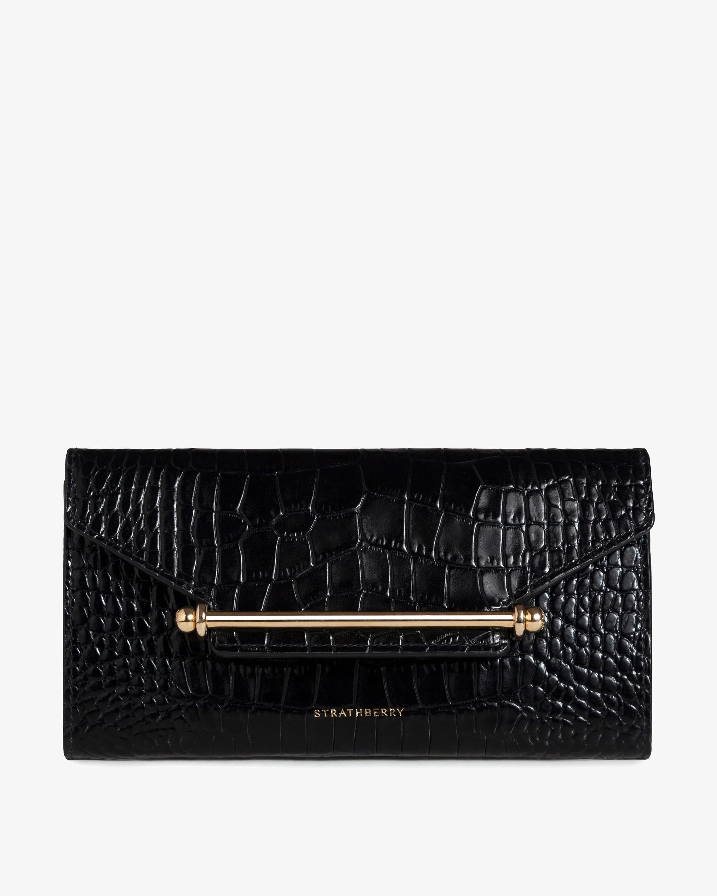 Multrees Chain Wallet - Croc-Embossed Leather Black