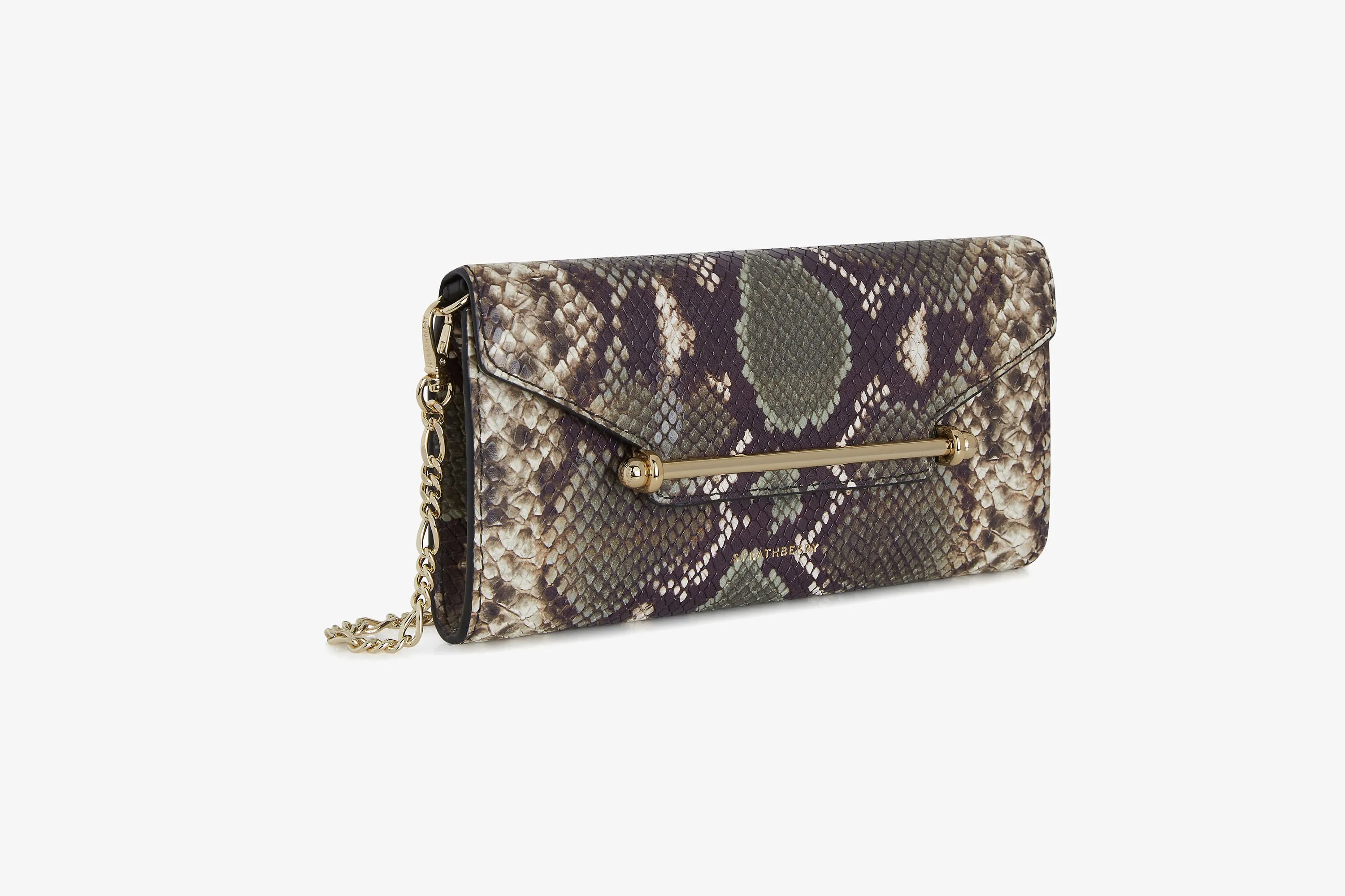 Multrees Chain Wallet - Snake-Embossed Leather Slate Green