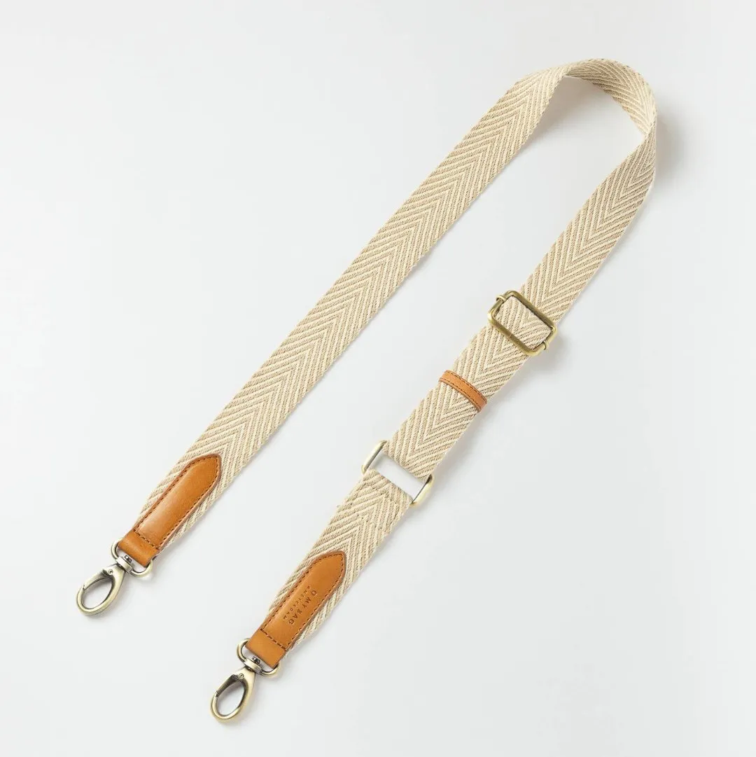 O My Bag | Herringbone Webbing Strap - Sand / Cognac Classic Leather