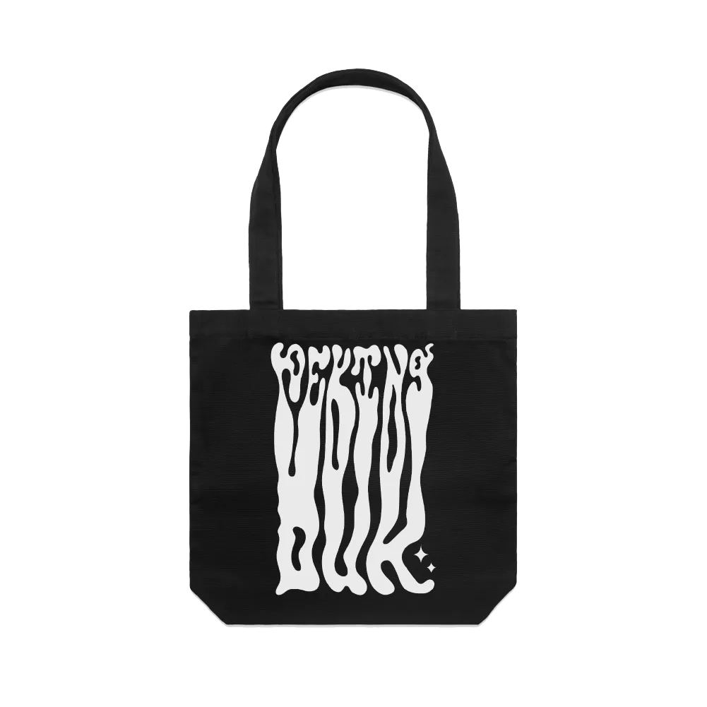 Peking Duk / Drippy Text Black Tote Bag