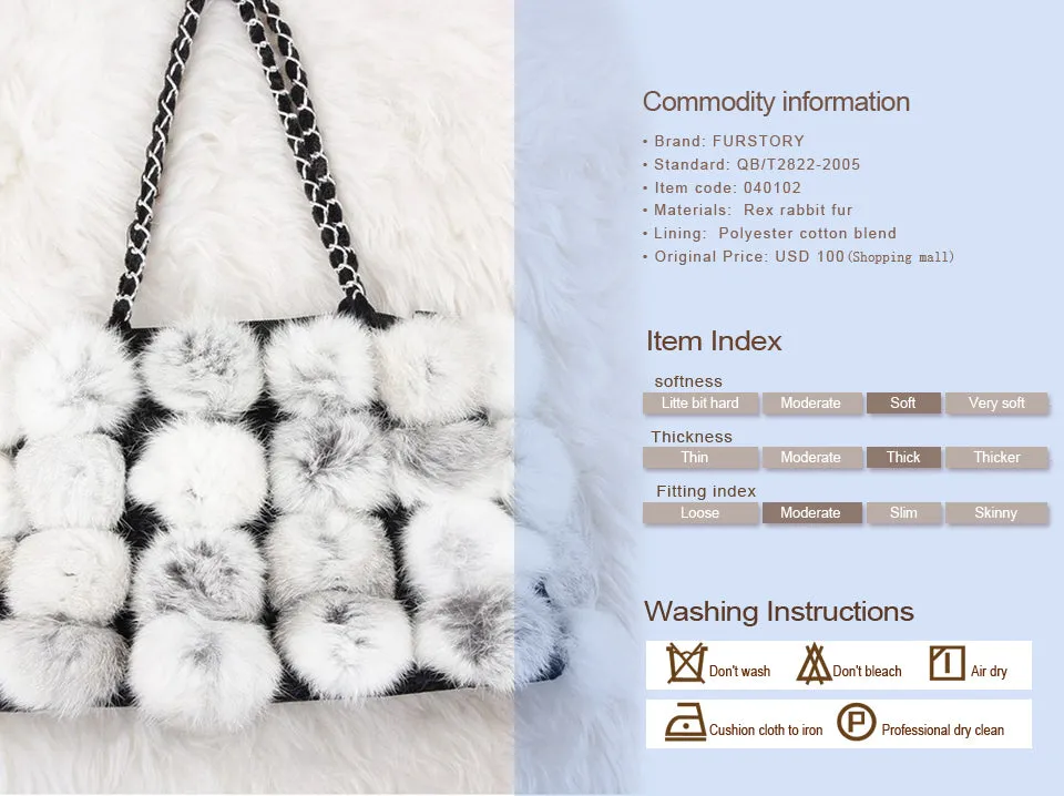 Real Rabbit Fur Ball Bag Handbag Lovely Side Bag Women Purse Totes SMALL Size 20*28 Good Choice for Chirstmas Gift FS040102