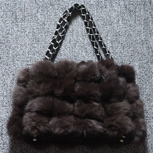 Real Rabbit Fur Ball Bag Handbag Lovely Side Bag Women Purse Totes SMALL Size 20*28 Good Choice for Chirstmas Gift FS040102