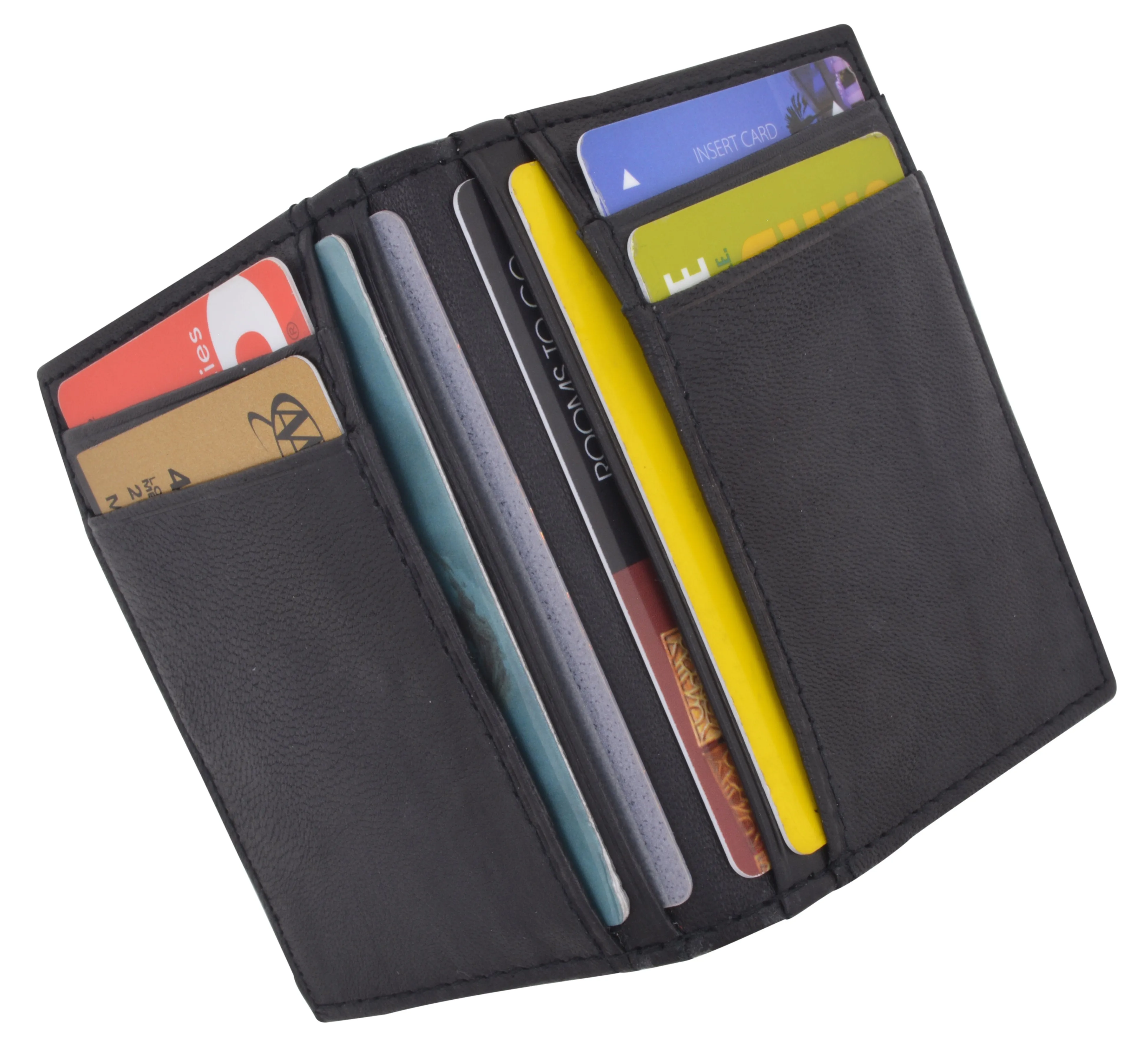 RFID Blocking Mini Wallet Genuine Leather Slim Front Pocket Wallet Ultra Thin Credit Card Holder Sleeve with ID Windows RFIDP91