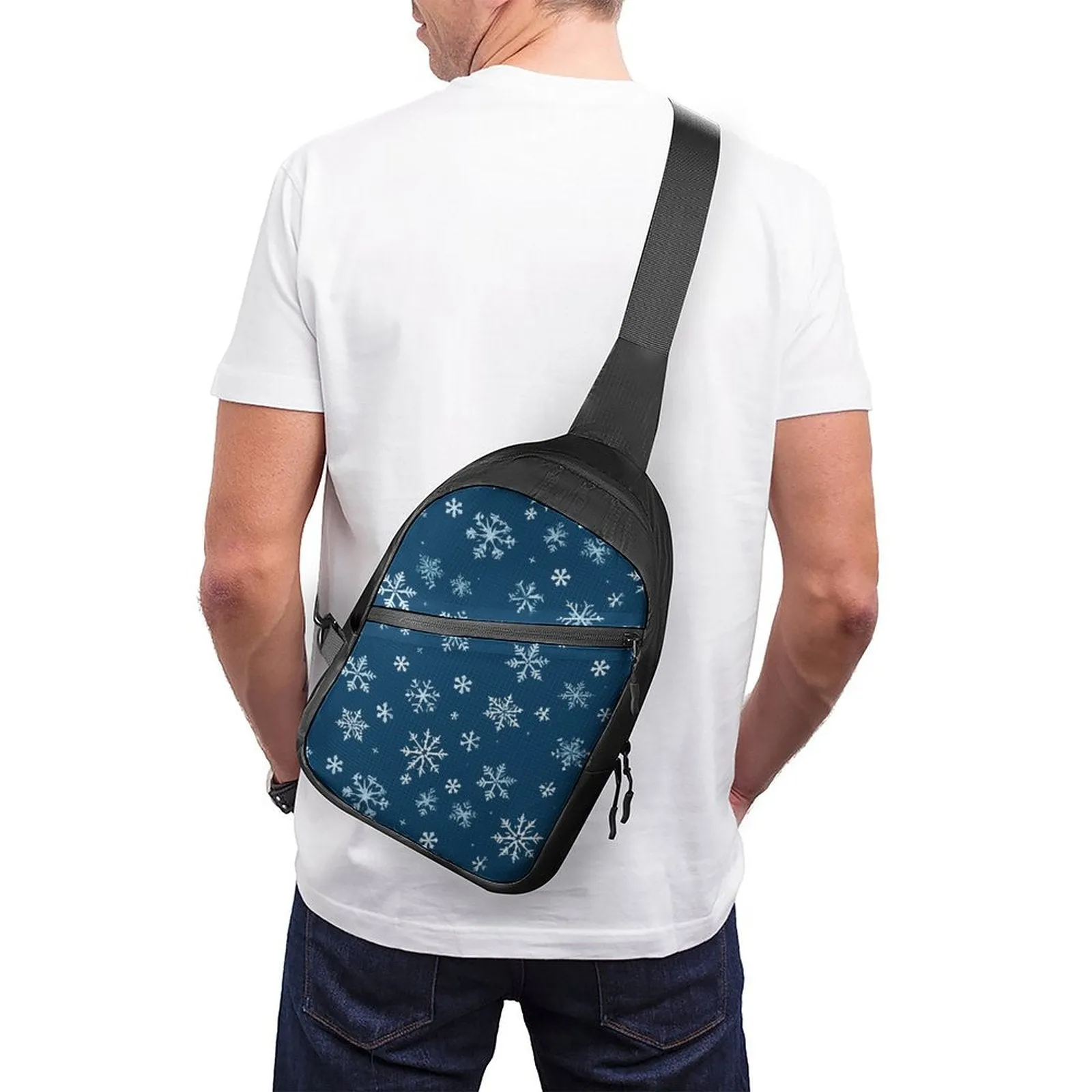 Snowflake Pattern , Holiday Christmas Design Crossbody Sling Bag, Cute Gift Idea