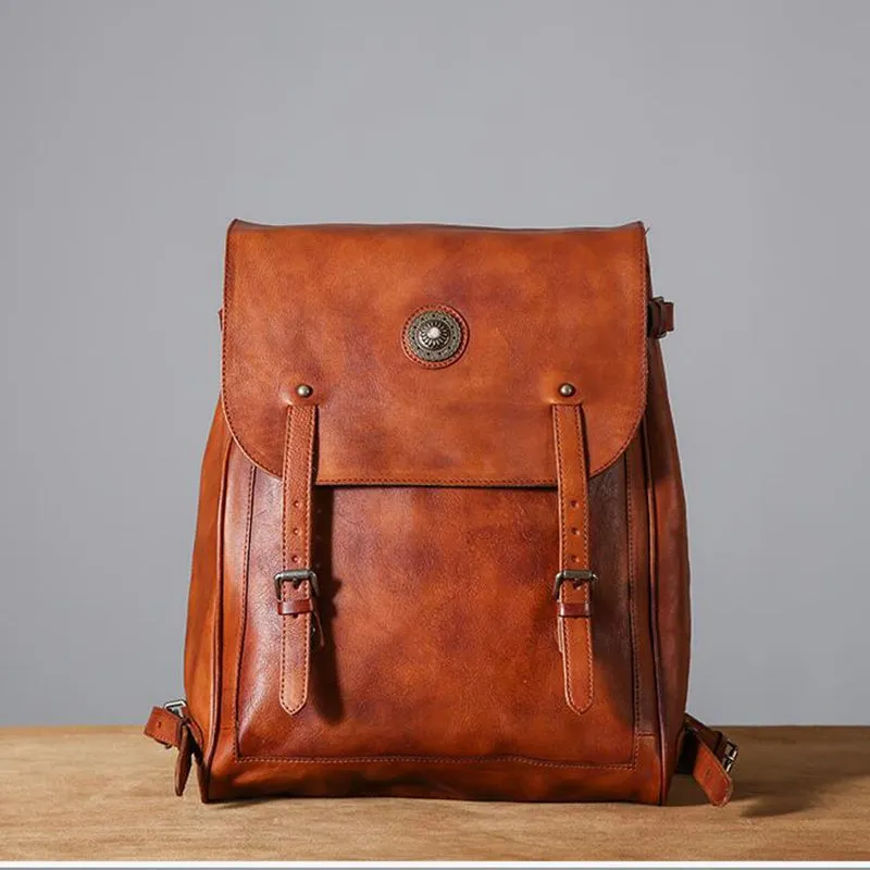 Top Grain Leather Backpack, School Backpack Men