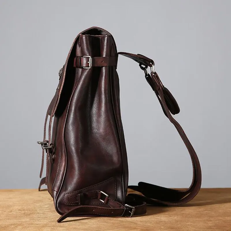 Top Grain Leather Backpack, School Backpack Men