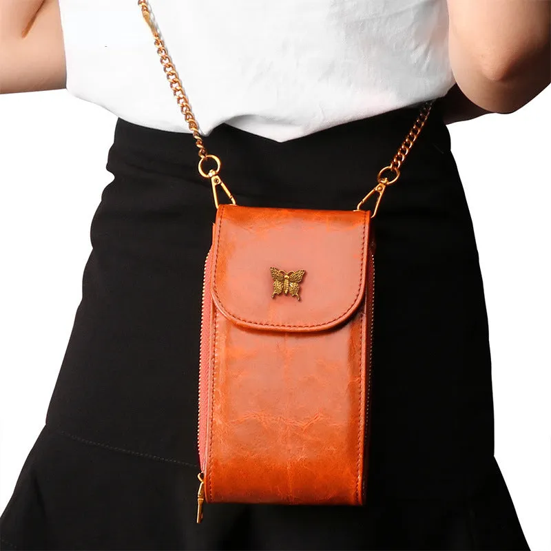 Vintage Chain Crossbody Leather Mini Cellphone Bags 8726