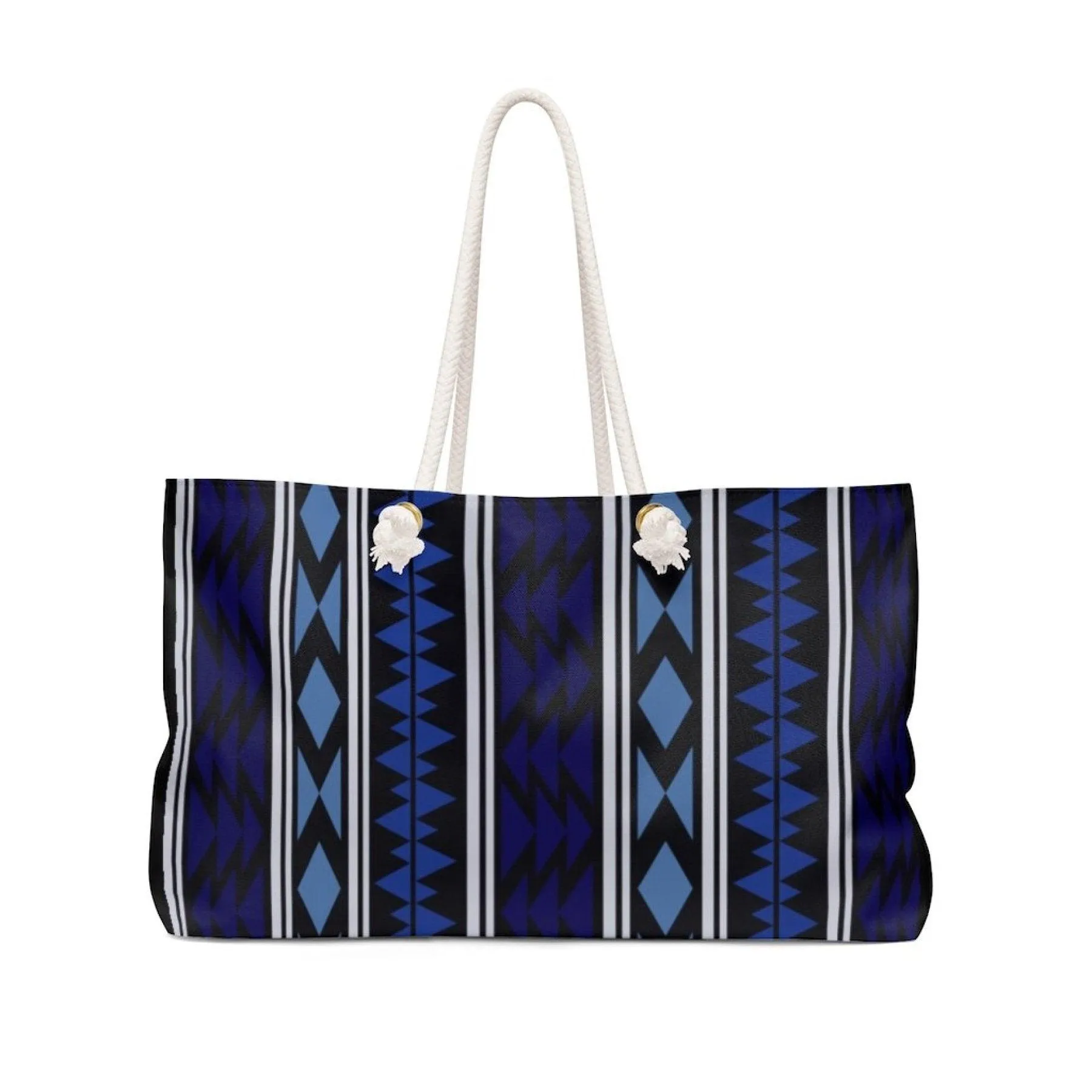 Weekender Tote Bag,  Dark Blue Aztec Print